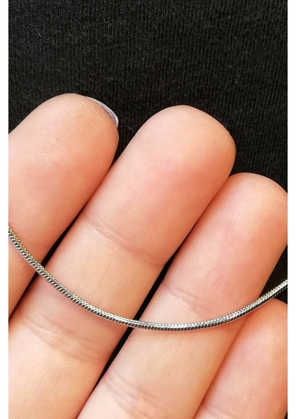 Unisex Gümüş Ince Yılan Model Zincir Kolye 70 cm