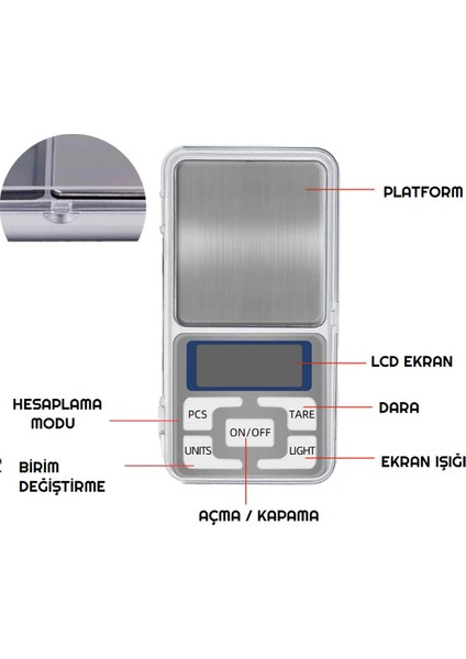 Hassas Cep Terazisi Dijital Tartı Kuyumcu Gümüşçü