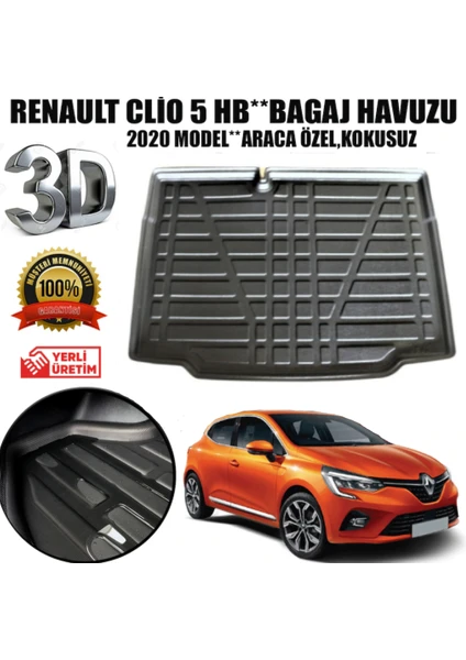 Born Garage Bagaj Havuzu Clio 2020-2023 Tam Uyumlu 3D Kauçuk