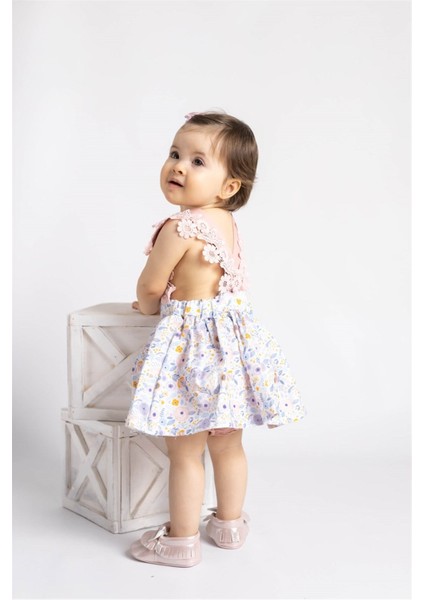 Gülkuru Omuzları Dantelli Bebek Romper - Maria