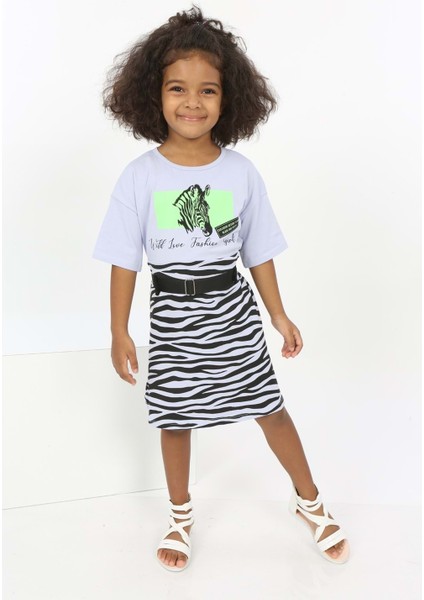 Toontoy Kız Çocuk Zebra Baskılı Elbise