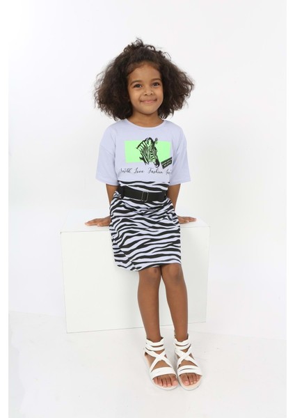 Toontoy Kız Çocuk Zebra Baskılı Elbise