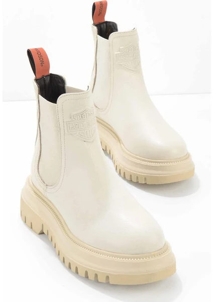 Harley Davidson Beige Deri Kadın Bot & Bootie HD0777003103