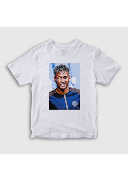 Unisex Çocuk Beyaz Poster Soccer Futbol Neymar Jr T-Shirt