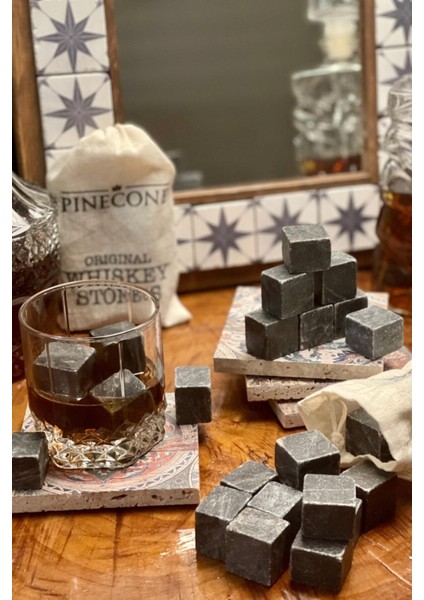 Viski Taşı Premium Doğal Mermer Içecek Soğutucu 12 Parça + 1 Adet Telefon Aksesuar Dövmesi modelleri