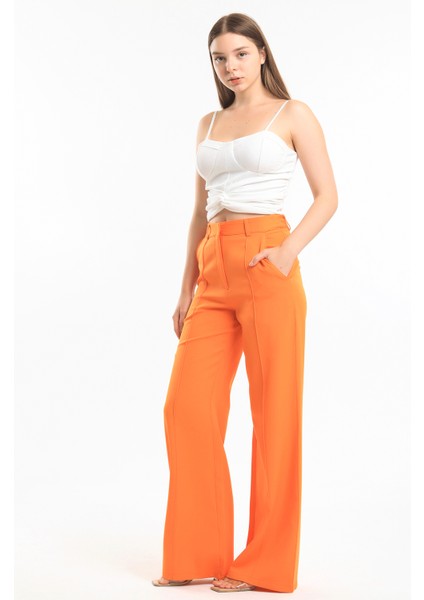 Süs Dikişli Hürrem Kumaş Bol Paça Pantolon | PNT34239