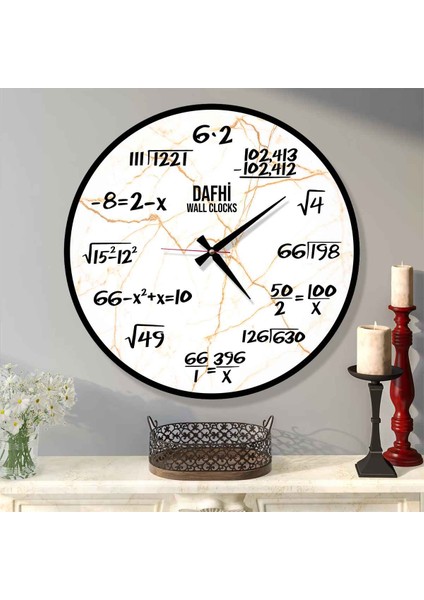 Dafhi Matematik Ahşap Duvar Saati 35X35