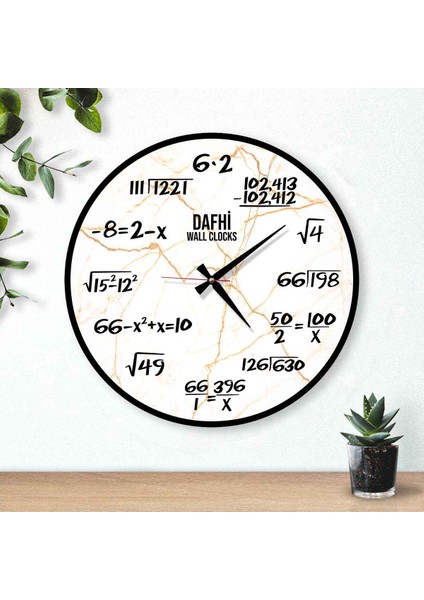 Dafhi Matematik Ahşap Duvar Saati 35X35