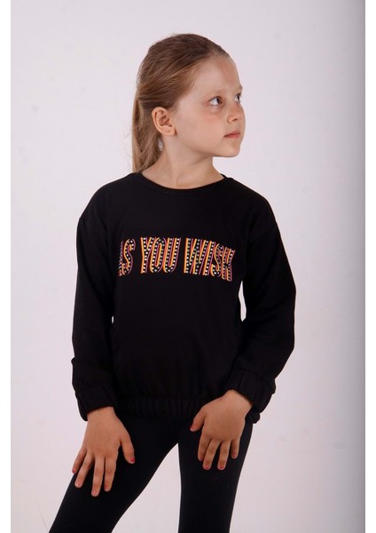Toontoy Kız Çocuk You Wish Baskılı Sweatshirt