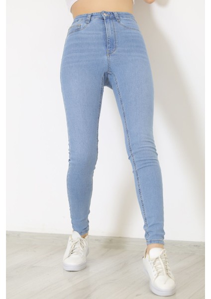 Dar Paça Kot Pantolon Mavi