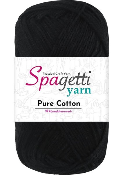 Pure Cotton Siyah El Örgü Ipliği