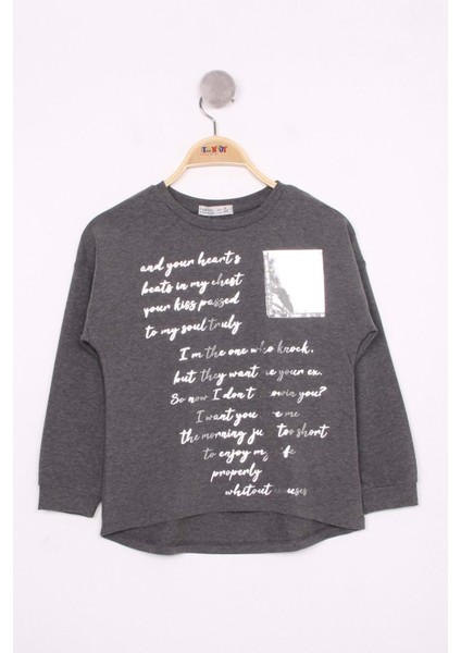 Toontoy Kız Çocuk Varaklı Cep Baskılı T-Shirt