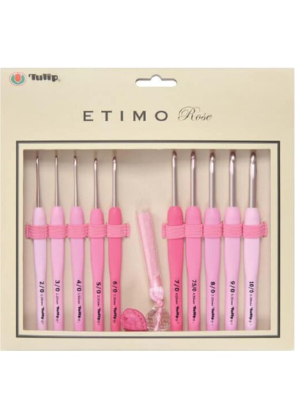 Etimo Rose 10'lu Pembe Yün Tığ Seti