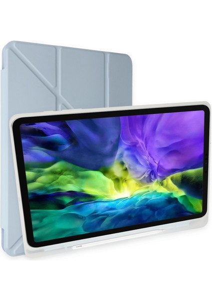 iPad 10.2 (7.nesil) Kılıf Kalemlikli Mars Tablet Kılıfı - Mavi