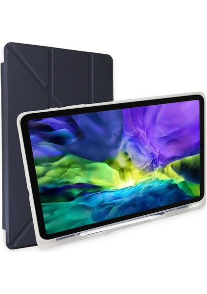 Samsung Galaxy X800 Tab S8 Plus 12.4 Kılıf Kalemlikli Mars Tablet Kılıfı - Lacivert