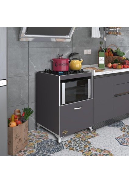 Kenzlife ocak dolabı demi gri 85*60*57 mutfak modül mini fırın ankastre ocak için