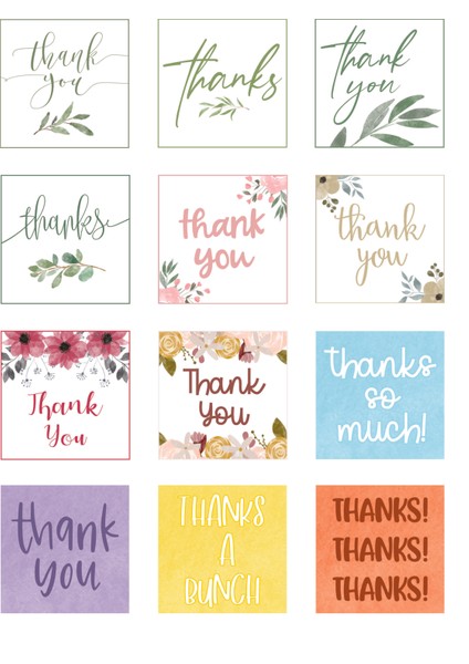 Thank You Sticker 4 x 4 cm 24 Adet