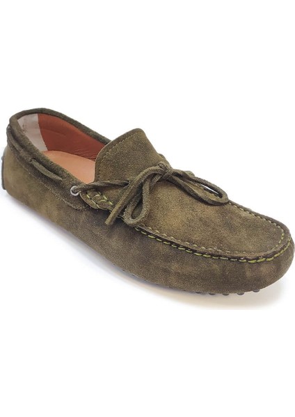 Yeşil Iç Dış Süet Deri Erkek Günlük Loafer Ayakkabı - 77134