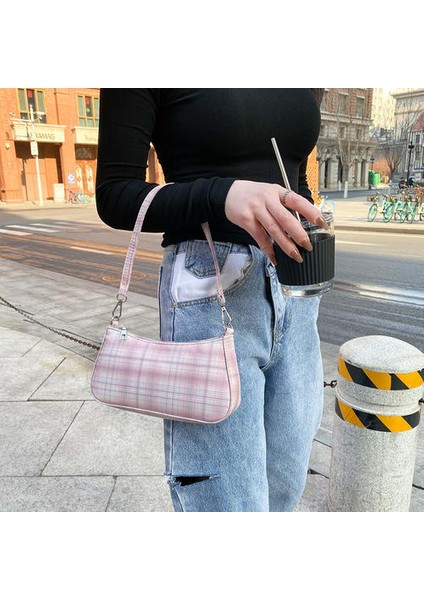 Ekose Baskı Koltukaltı Çanta Moda Bez Çanta Kadınlar Omuz Çantası Bayanlar Günlük Debriyaj Rahat Tote Kılıfı fiyatları