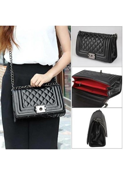 Kadınlar Kapitone Deri Omuz Messenger Zincir Çanta Moda Çantası