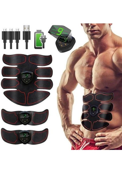 Abs Eğitmen Fitness Eğitim Dişli Ems Abdominal Kas Stimülatörü LCD Ekran USB Şarj Edilebilir
