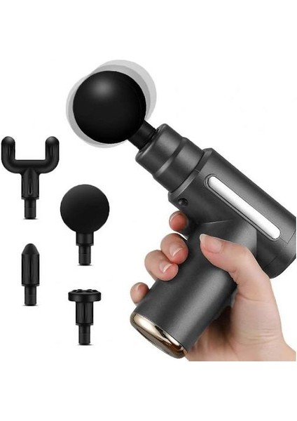 Mini Masaj Tabancası Derin Doku Masaj Tabancası (Gri)