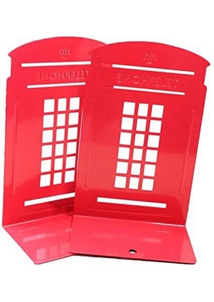 Ppyy 1 Çift Londra Telefon Kulübesi Tasarım Anti Skid Bookends Kitap Raf Tutucu Kırtasiye (Kırmızı) |