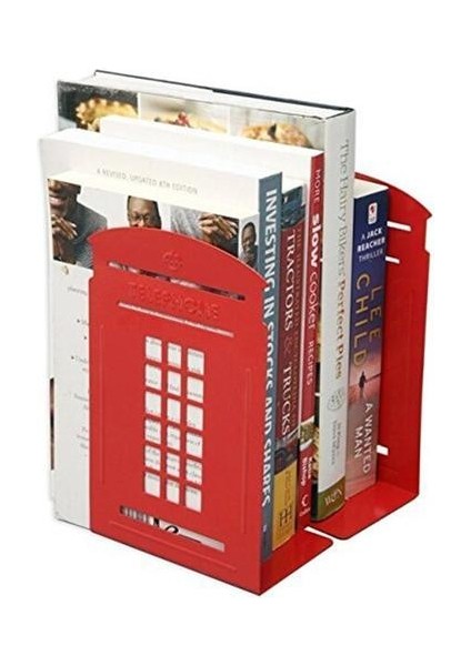 Ppyy 1 Çift Londra Telefon Kulübesi Tasarım Anti Skid Bookends Kitap Raf Tutucu Kırtasiye (Kırmızı) |