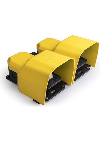 Pdk Serisi Metal Korumalı (1no+1nc)+(1no+1nc) Taşıma Kol Delikli Çiftli Sarı Plastik Pedal