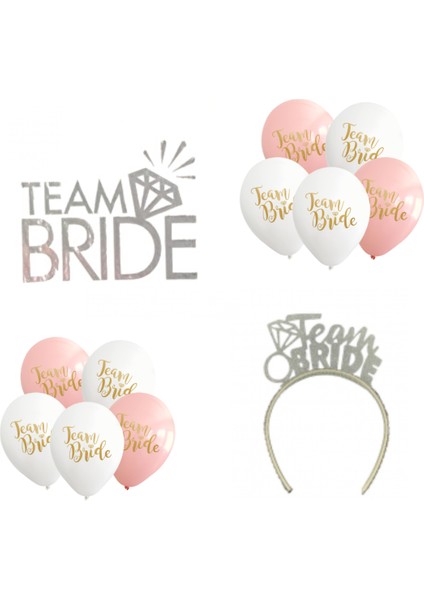 Team Bride Balonlu Gümüş Set