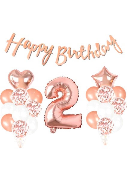 2 Yaş Rose Gold Happy Birthday Set