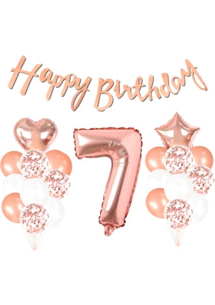 7 Yaş Rose Gold Happy Birthday Set