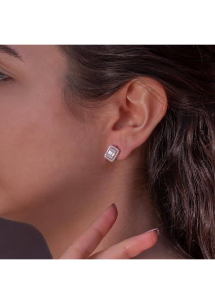 Baget Taşlı Rose Kaplama 925 Ayar Gümüş J Küpe fiyatları