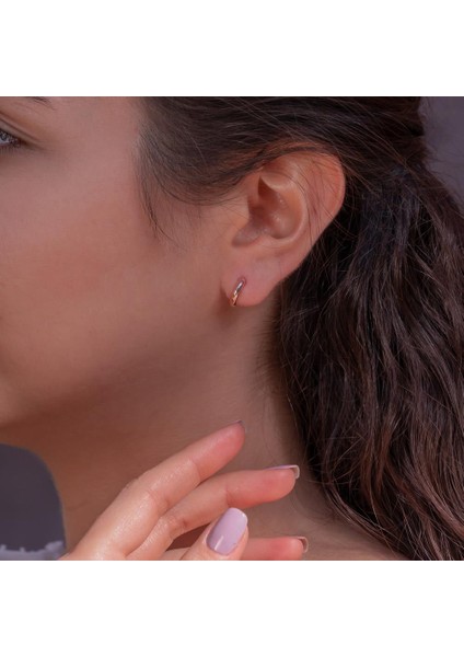 Minimal Tasarımlı Rose Kaplama 925 Ayar Gümüş Halka Küpe fiyatları