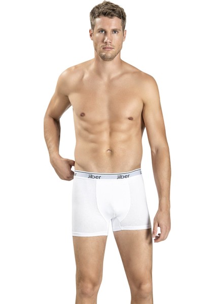 Erkek Beyaz Pamuklu Likralı 6'lı Boxer 156
