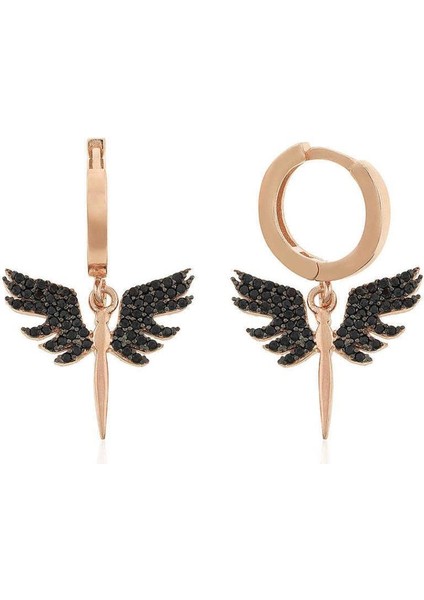 Mikail Kılıcı Siyah Nano Taşlı Sallantılı Gümüş Küpe