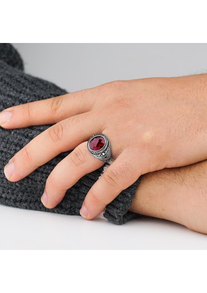 Kırmızı Zirkon Taşlı Fasetli 925 Ayar Gümüş Yüzük fiyatları
