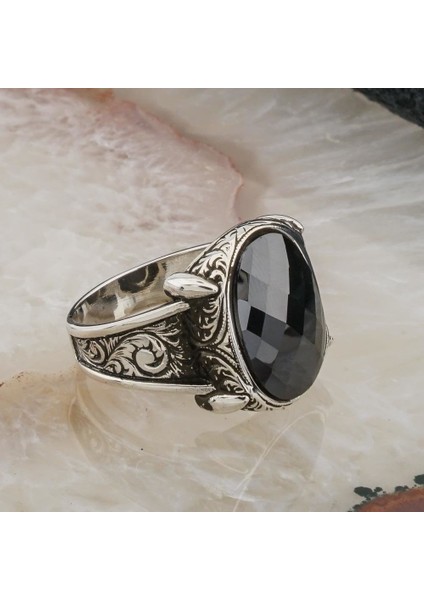 Siyah Zirkon Taşlı Gümüş Erkek Yüzük fiyatları