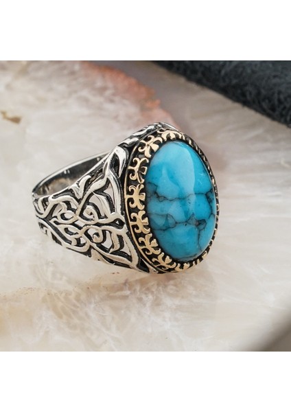 925 Ayar Gümüş Firuze Taşlı Gümüş Erkek Yüzük Model 5 fiyatları
