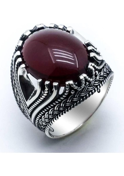 925 Ayar Gümüş Akik Taşlı Erkek Yüzük fiyatları