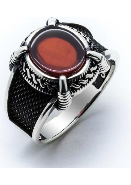 Akik Taşlı Kartal Pençesi Gümüş Yüzük fiyatları