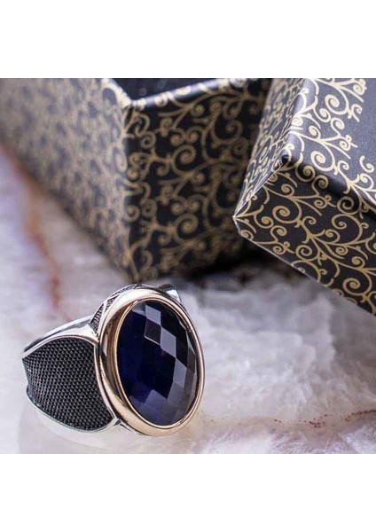 925 Ayar Gümüş Mavi Zirkon Taşlı Yüzük