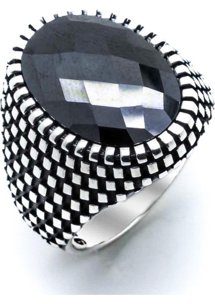 925 Ayar Gümüş Siyah Zirkon Taşlı Erkek Yüzük fiyatları