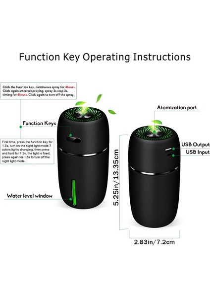 Shenzhen Xin Xin 200ML USB Mini Araba Hava Nemlendirici Difüzör LED Gece Lambası - Siyah  (Yurt Dışından)