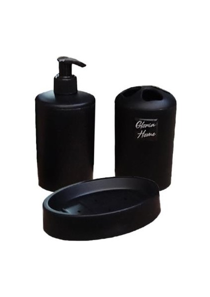 Plastik Lavabo Seti 3'lü Siyah