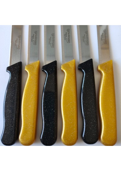 Keskin Solingen Marka Meyve & Sebze Bıçağı 6 Adet Simli Gold-Siyah