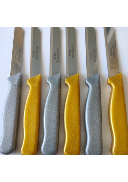 Keskin Solingen Marka Meyve & Sebze Bıçağı 6 Adet Simli Gold-Gri