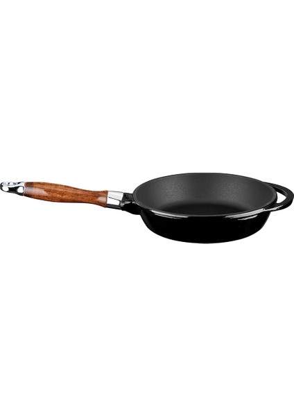 Döküm Kızartma Tavası Ahşap Kulplu ÇAP(Ø)24CM Siyah