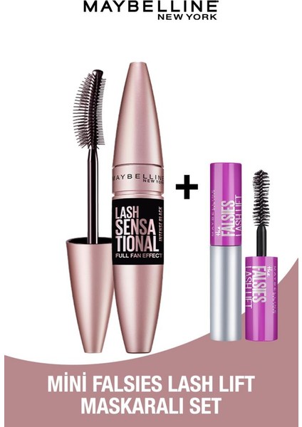 Lash Sensational Yelpaze Etkili Intense Black Maskara + Mini Falsies Lash Lift Maskaralı Set