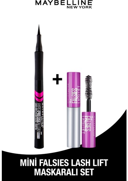 Hyper Precise All Day Eyeliner - 701 Matte Onyx + Mini Falsies Lash Lift Maskaralı Set